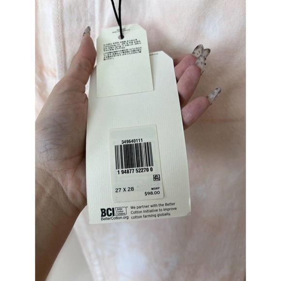 NEW Levis Wedgie Straight Jeans High Rise Denim Tie Dye Button Fly Pink Peach 27 - Picture 11 of 12